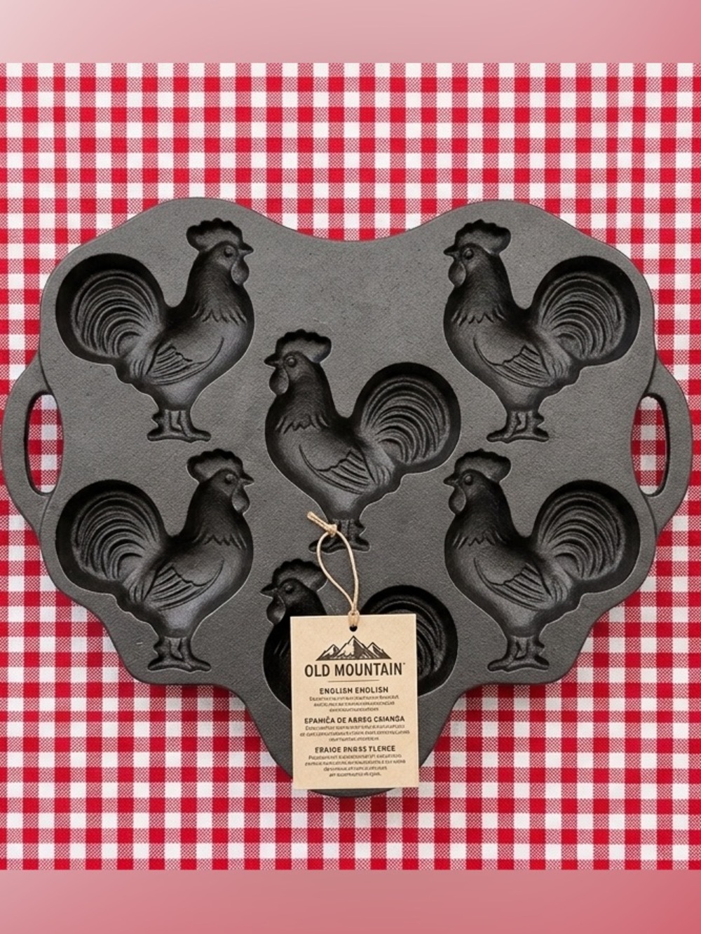 🌸 New Old Mountain
Black Cast Iron Rooster Baking Pan - Cookies or Cornbread